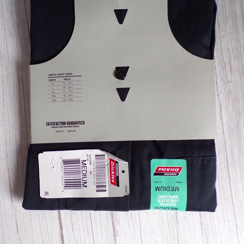 Genuine Dickies Men's Long Sleeve Work Shirt with Flex and Cooling in Dark Navy - Picture 4 of 5